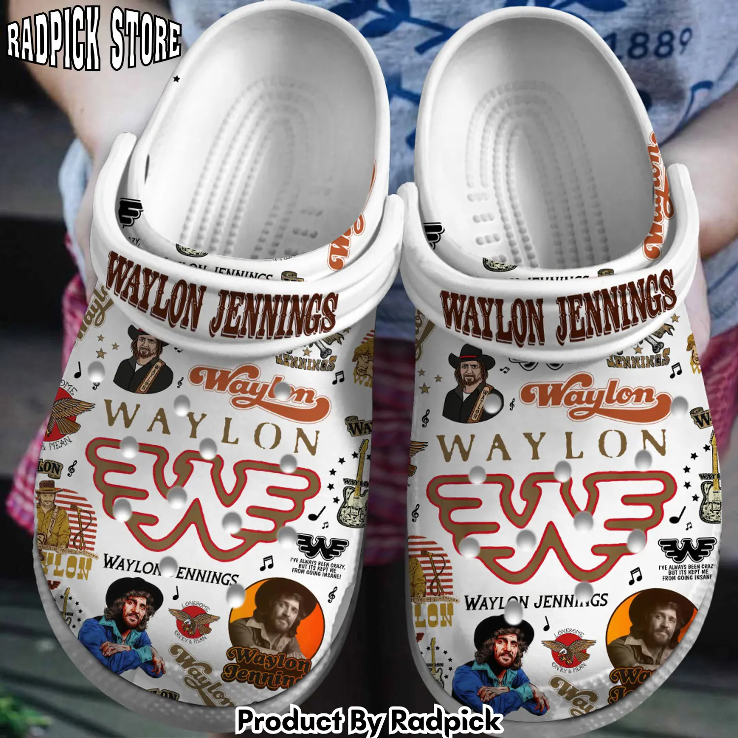 Radpick premium waylon jennings music clogs shoes comfortable for men women rp6522021